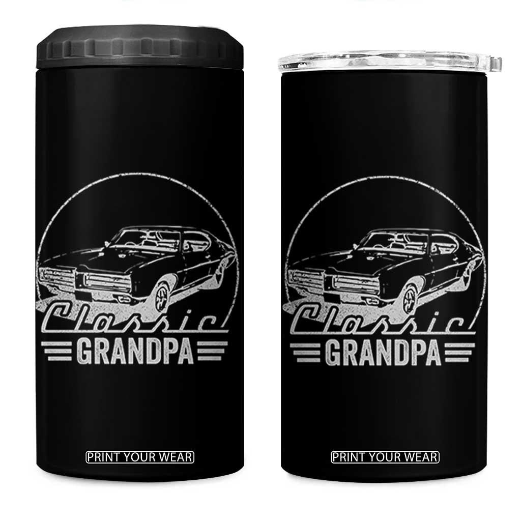 Funny Grandpa Classic Car Graphic 4 in 1 Can Cooler Tumbler Father's Day Grandpa Gift TB10 One Size: 16 oz Black Print Your Wear