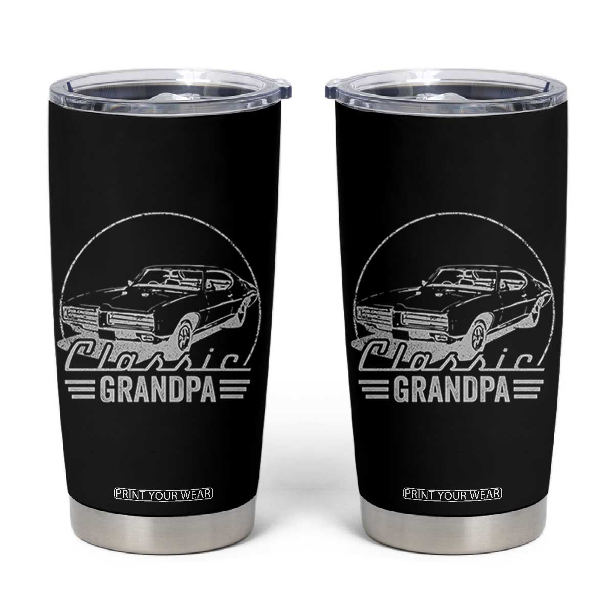 Funny Grandpa Classic Car Graphic Tumbler Cup Father's Day Grandpa Gift TB10 Black Print Your Wear