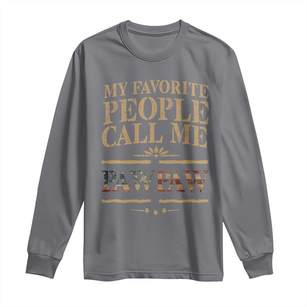 Funny Grandpa Long Sleeve Shirt My Favorite People Call Me Pop Pop Retro American Flag TS10 Charcoal Print Your Wear