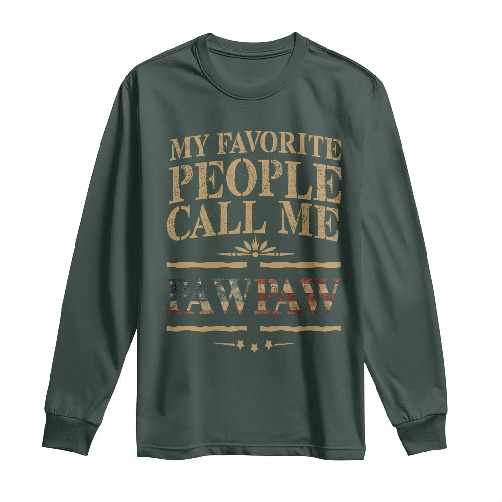 Funny Grandpa Long Sleeve Shirt My Favorite People Call Me Pop Pop Retro American Flag TS10 Dark Forest Green Print Your Wear