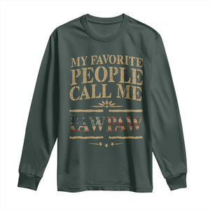 Funny Grandpa Long Sleeve Shirt My Favorite People Call Me Pop Pop Retro American Flag TS10 Dark Forest Green Print Your Wear