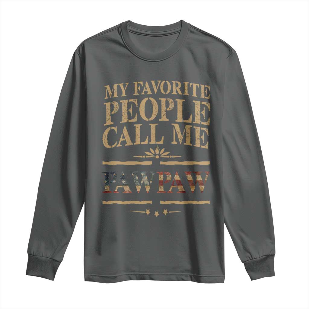 Funny Grandpa Long Sleeve Shirt My Favorite People Call Me Pop Pop Retro American Flag TS10 Dark Heather Print Your Wear