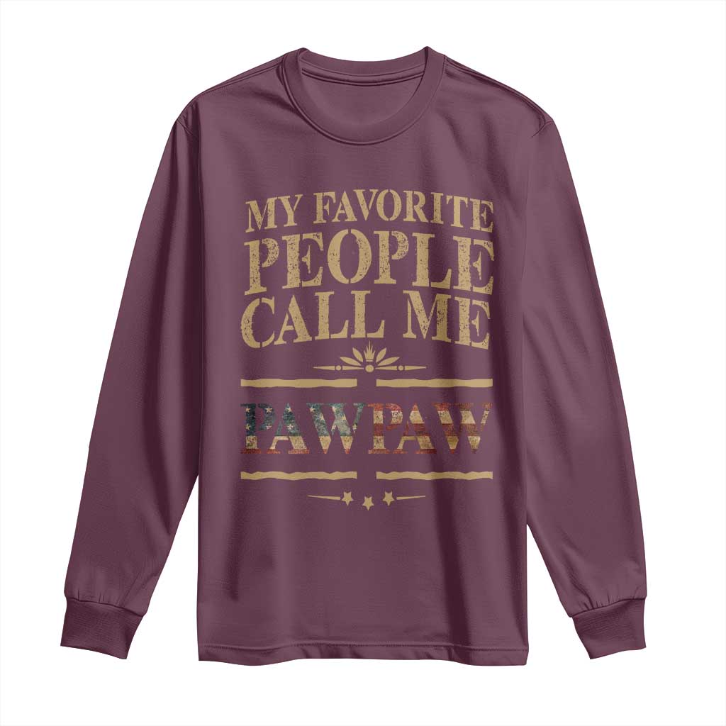 Funny Grandpa Long Sleeve Shirt My Favorite People Call Me Pop Pop Retro American Flag TS10 Maroon Print Your Wear