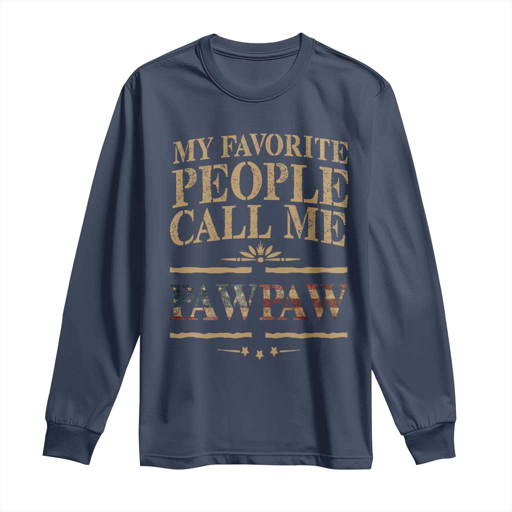 Funny Grandpa Long Sleeve Shirt My Favorite People Call Me Pop Pop Retro American Flag TS10 Navy Print Your Wear