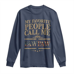 Funny Grandpa Long Sleeve Shirt My Favorite People Call Me Pop Pop Retro American Flag TS10 Navy Print Your Wear