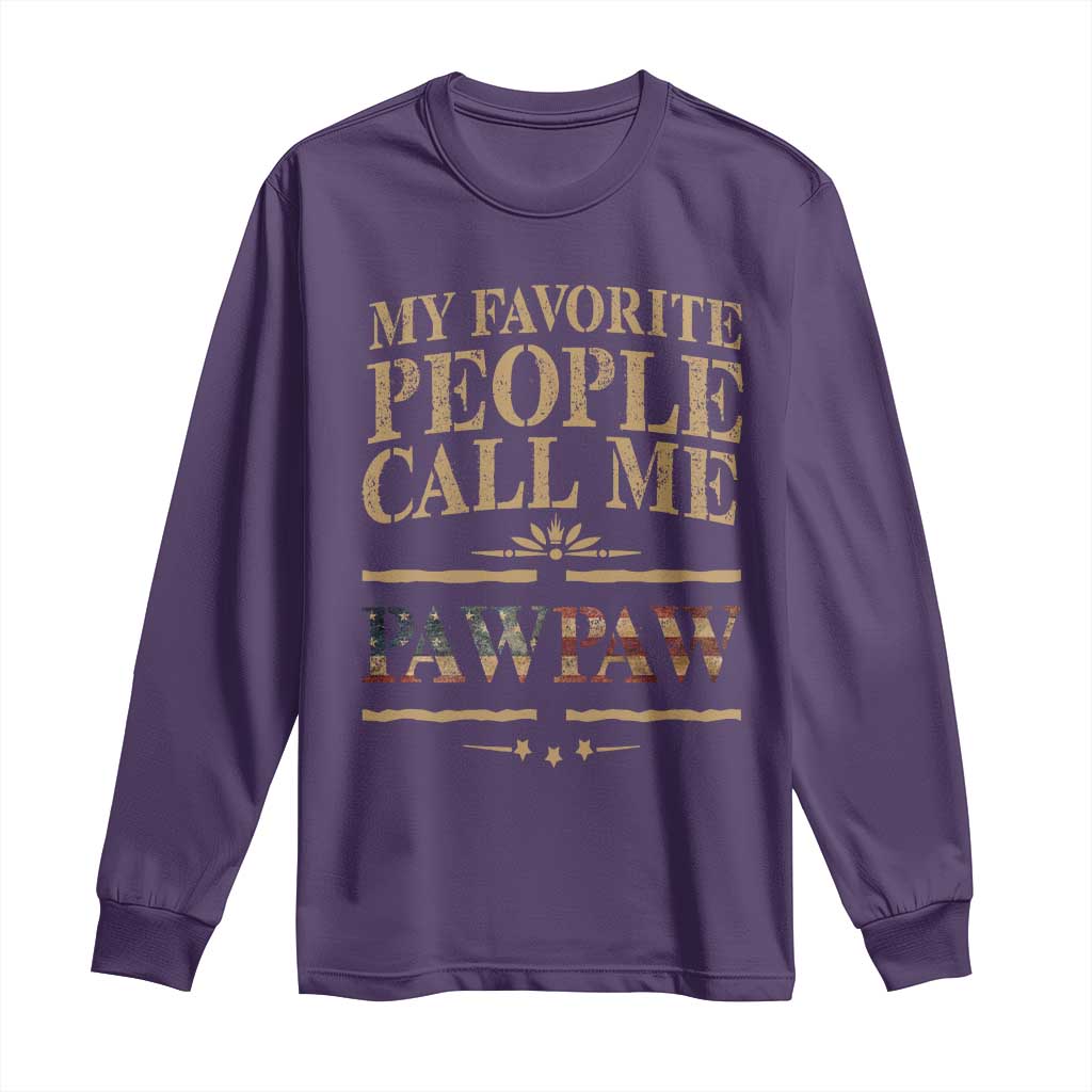 Funny Grandpa Long Sleeve Shirt My Favorite People Call Me Pop Pop Retro American Flag TS10 Purple Print Your Wear