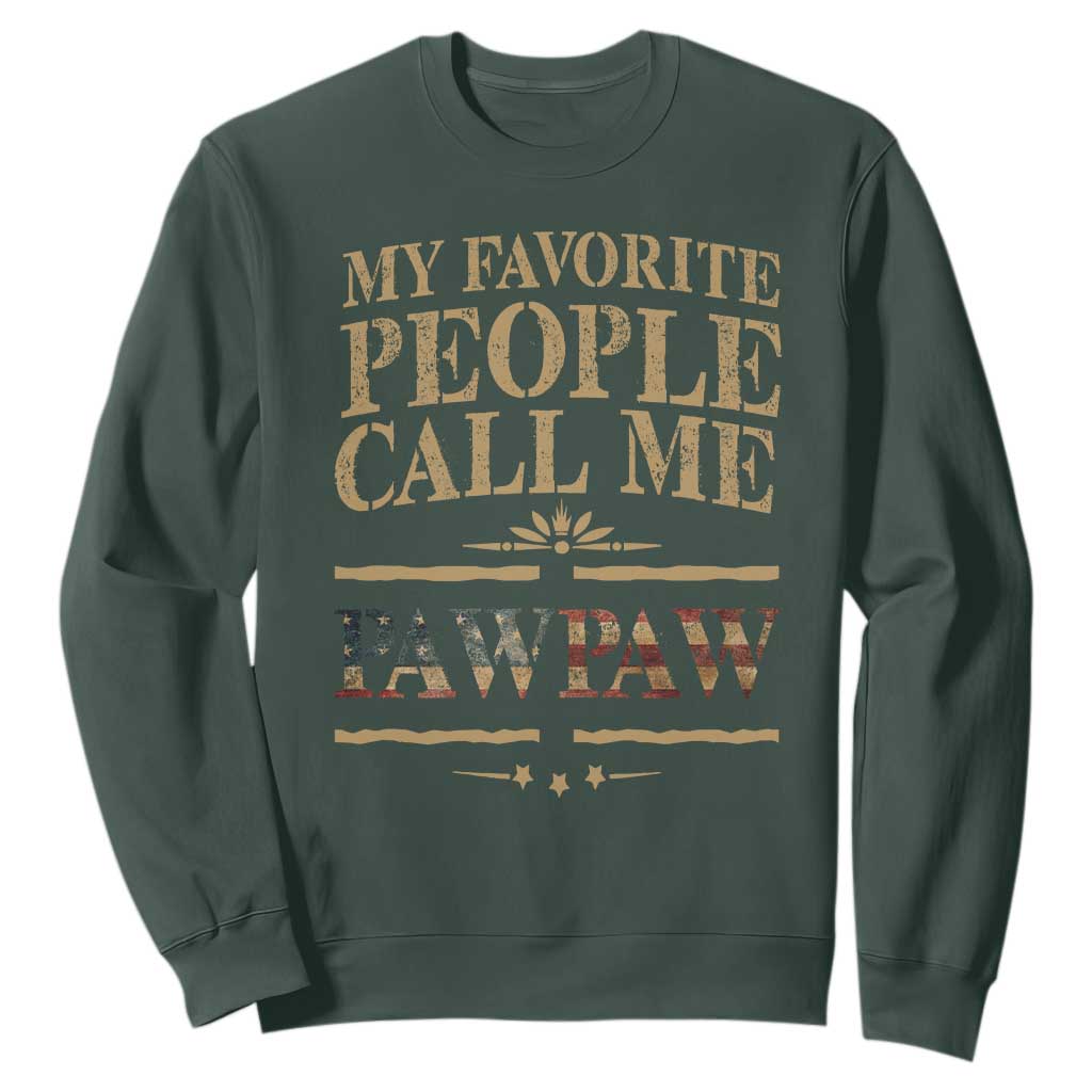 Funny Grandpa Sweatshirt My Favorite People Call Me Pop Pop Retro American Flag TS10 Dark Forest Green Print Your Wear