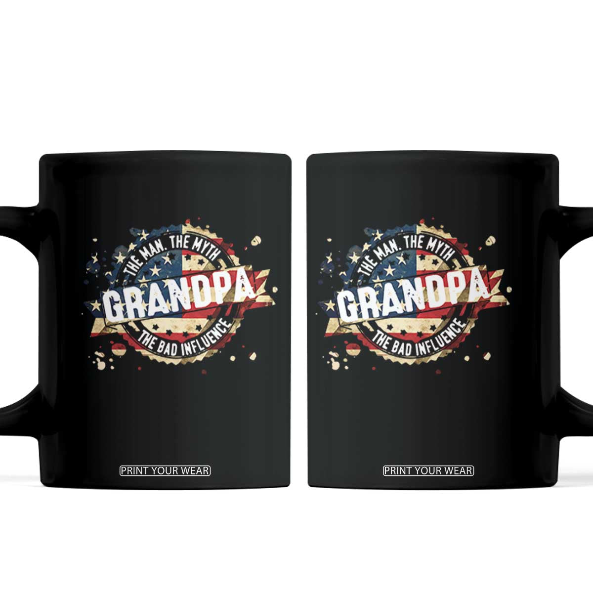 Funny Grandpa The Man The Myth The Bad Influence Coffee Mug Fathers Day TS11 Black Print Your Wear