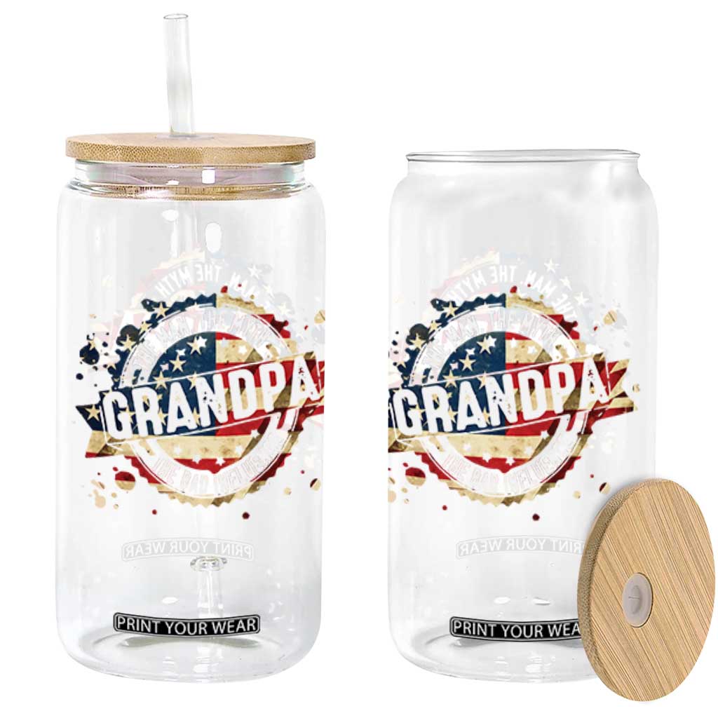 Funny Grandpa The Man The Myth The Bad Influence Glass Can Fathers Day TS11 Black Print Your Wear