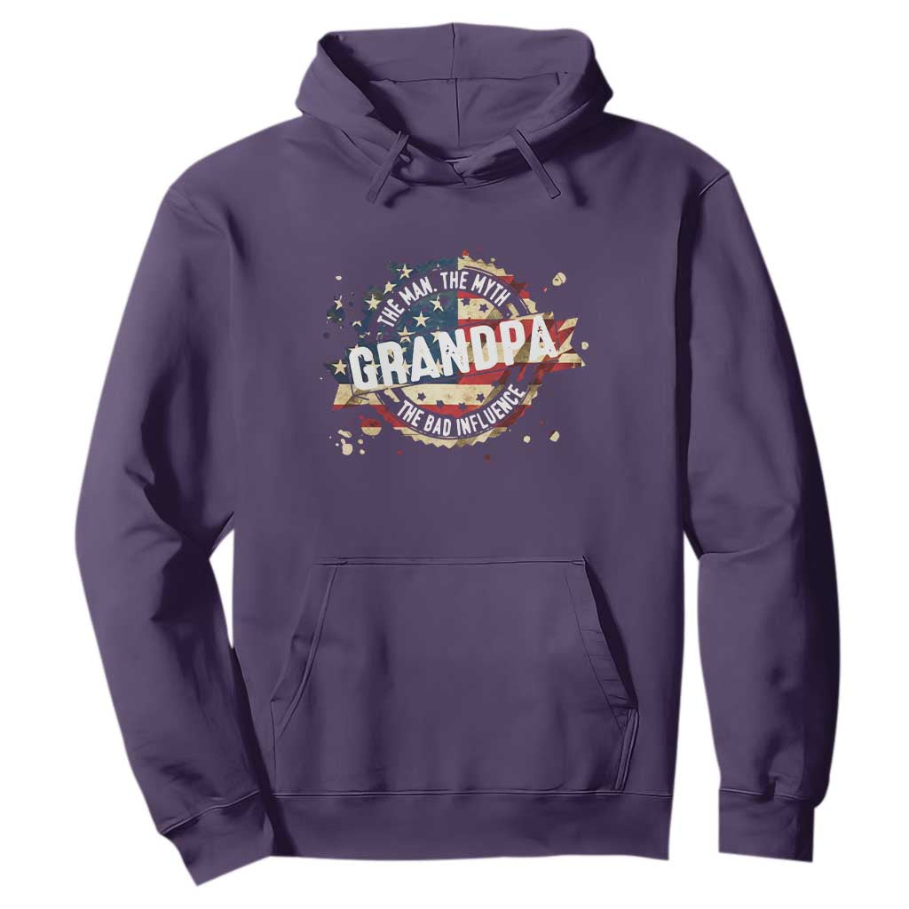 Funny Grandpa The Man The Myth The Bad Influence Hoodie Fathers Day TS11 Purple Print Your Wear