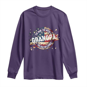 Funny Grandpa The Man The Myth The Bad Influence Long Sleeve Shirt Fathers Day TS11 Purple Print Your Wear