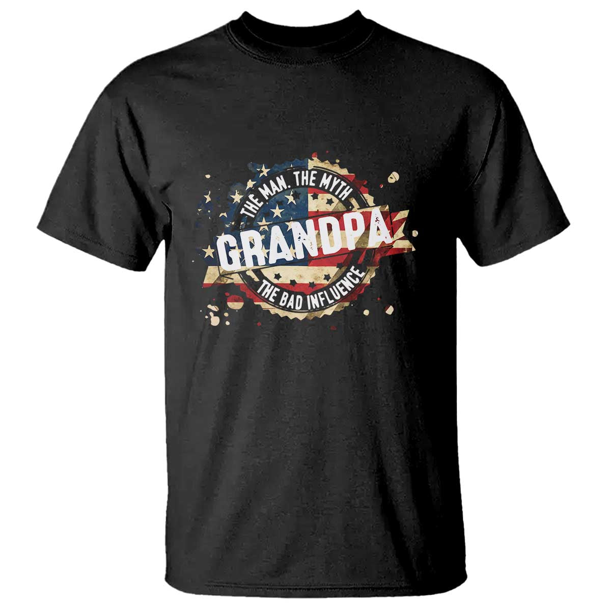 Funny Grandpa The Man The Myth The Bad Influence T Shirt Fathers Day TS11 Black Print Your Wear