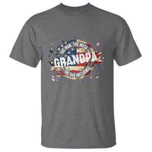 Funny Grandpa The Man The Myth The Bad Influence T Shirt Fathers Day TS11 Charcoal Print Your Wear