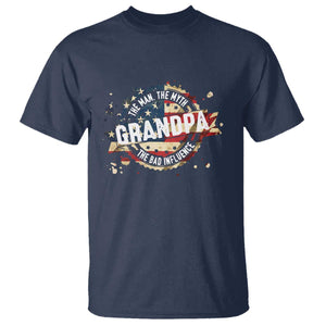 Funny Grandpa The Man The Myth The Bad Influence T Shirt Fathers Day TS11 Navy Print Your Wear
