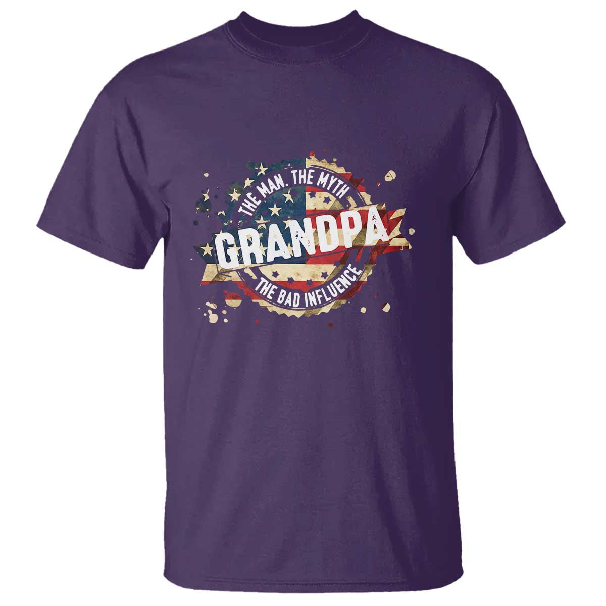 Funny Grandpa The Man The Myth The Bad Influence T Shirt Fathers Day TS11 Purple Print Your Wear