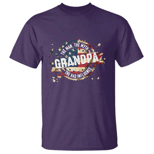 Funny Grandpa The Man The Myth The Bad Influence T Shirt Fathers Day TS11 Purple Print Your Wear