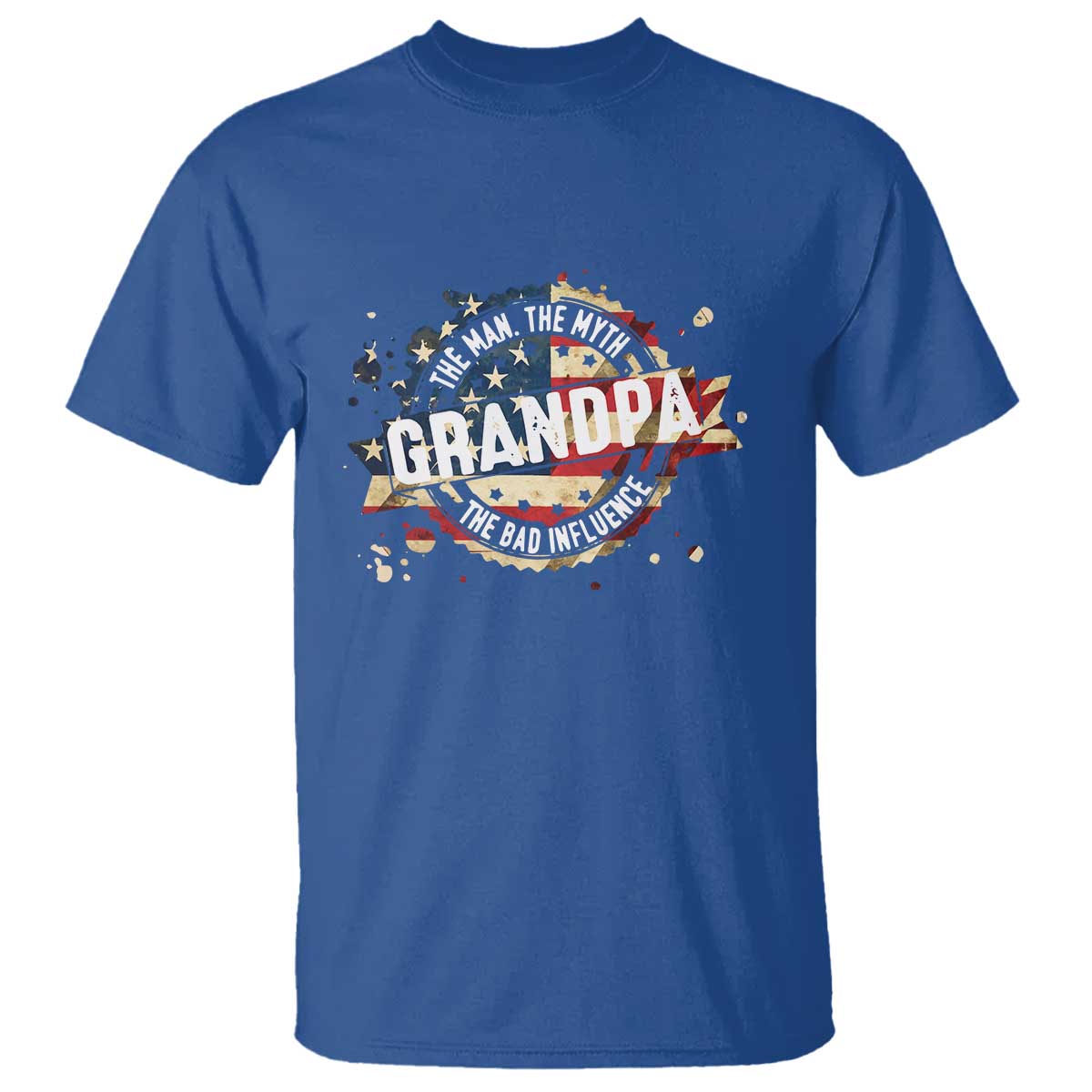 Funny Grandpa The Man The Myth The Bad Influence T Shirt Fathers Day TS11 Royal Blue Print Your Wear