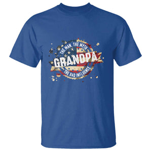 Funny Grandpa The Man The Myth The Bad Influence T Shirt Fathers Day TS11 Royal Blue Print Your Wear
