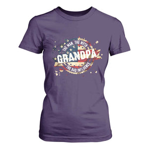 Funny Grandpa The Man The Myth The Bad Influence T Shirt For Women Fathers Day TS11 Purple Print Your Wear