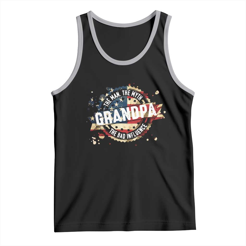 Funny Grandpa The Man The Myth The Bad Influence Tank Top Fathers Day TS11 Black Athletic Heather Print Your Wear