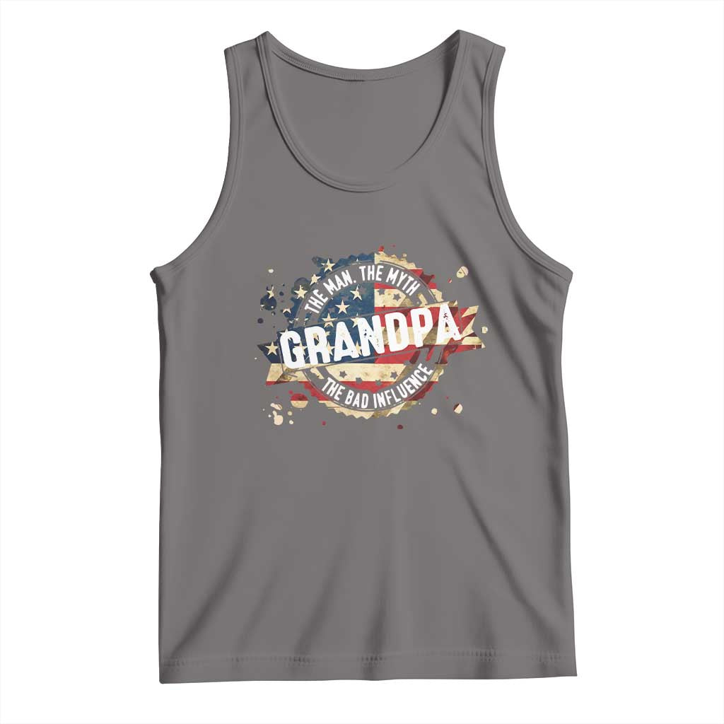 Funny Grandpa The Man The Myth The Bad Influence Tank Top Fathers Day TS11 Deep Heather Print Your Wear