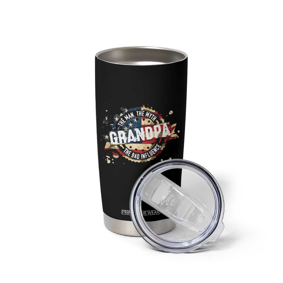 Funny Grandpa The Man The Myth The Bad Influence Tumbler Cup Fathers Day TS11 Print Your Wear