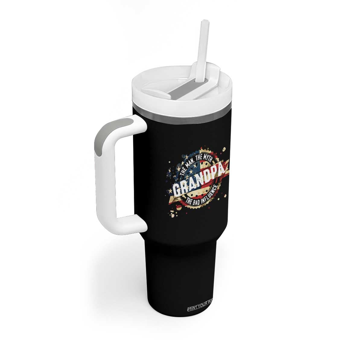 Funny Grandpa The Man The Myth The Bad Influence Tumbler With Handle Fathers Day TS11 Print Your Wear