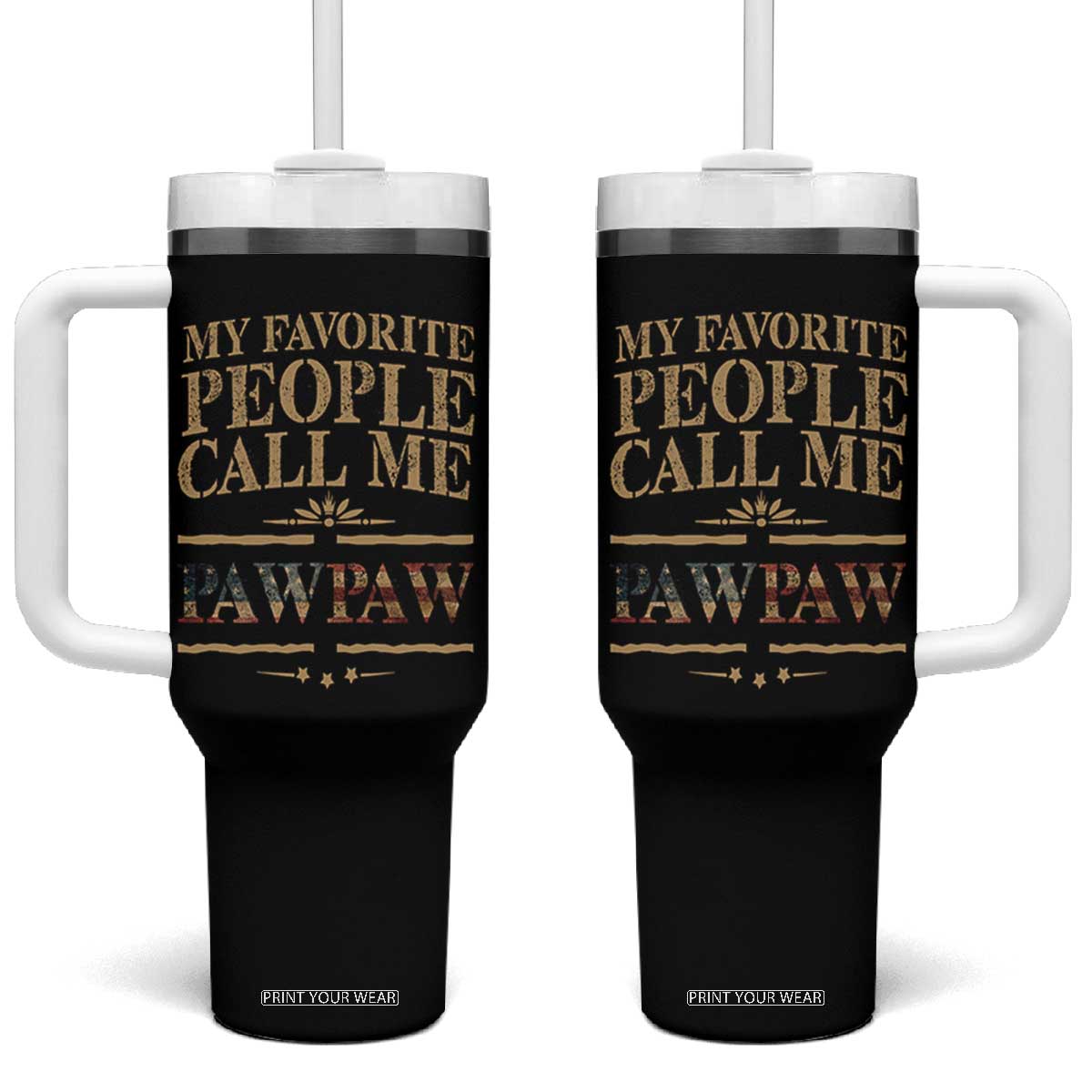 Funny Grandpa Tumbler With Handle My Favorite People Call Me Pop Pop Retro American Flag TS10 One Size: 40 oz Black Print Your Wear