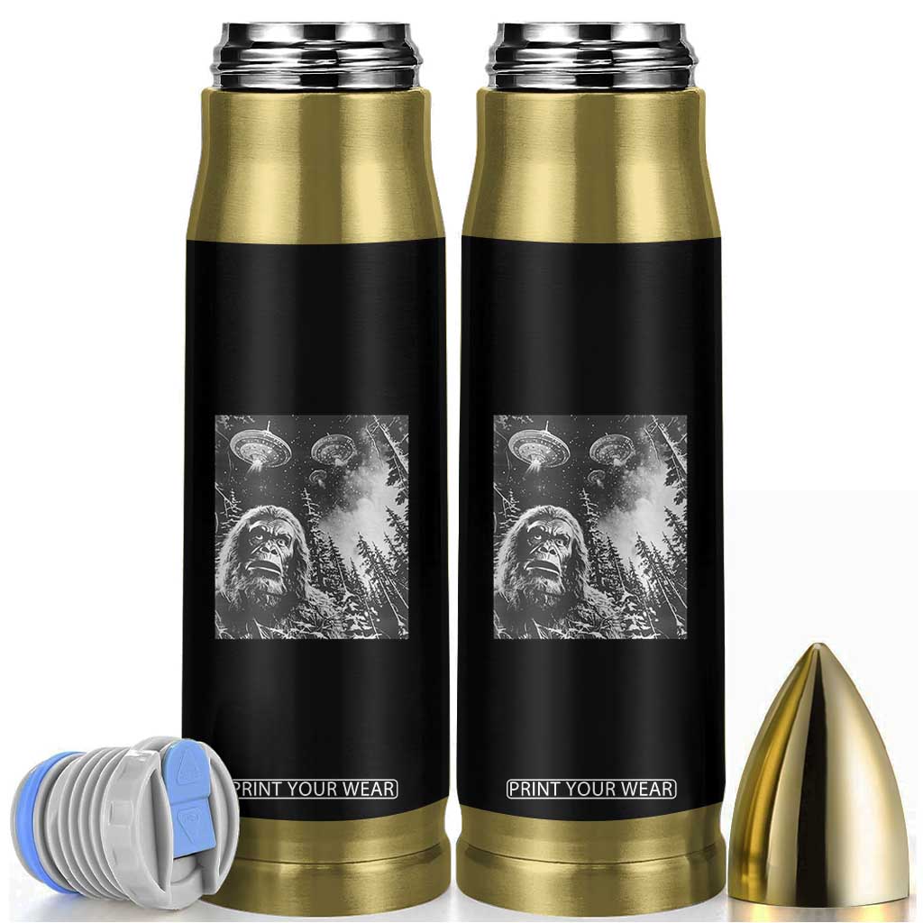 Funny Graphic Bigfoot Selfie with UFOs Weird Bullet Tumbler TS10 Black Print Your Wear