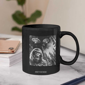 Funny Graphic Bigfoot Selfie with UFOs Weird Coffee Mug TS10 Print Your Wear