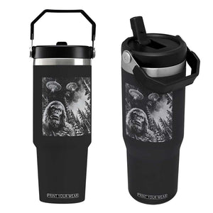 Funny Graphic Bigfoot Selfie with UFOs Weird Flip Straw Tumbler TS10 One Size: 30 oz Black Print Your Wear