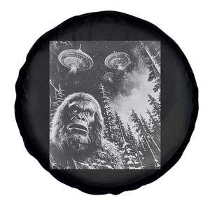 Funny Graphic Bigfoot Selfie with UFOs Weird Spare Tire Cover TS10 Print Your Wear