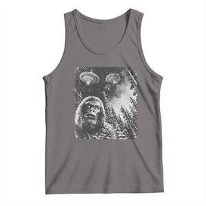 Funny Graphic Bigfoot Selfie with UFOs Weird Tank Top TS10 Deep Heather Print Your Wear