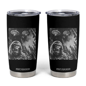 Funny Graphic Bigfoot Selfie with UFOs Weird Tumbler Cup TS10 Black Print Your Wear