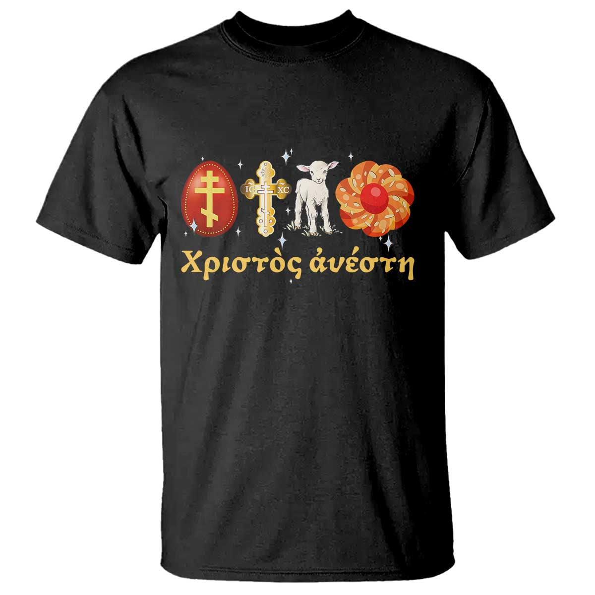 Funny Greek Orthodox Easter Day T Shirt Christ Is Risen Tsoureki Red Egg Sheep TS11 Black Print Your Wear
