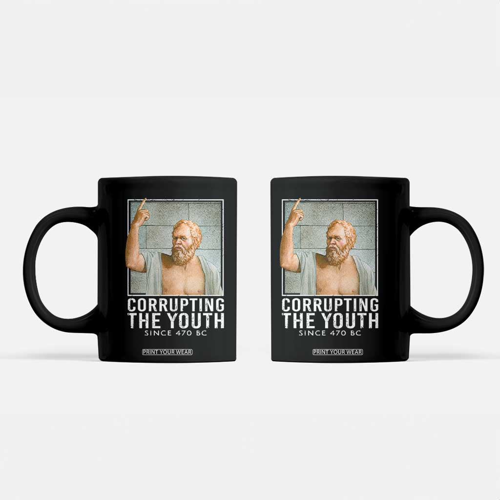 Funny Greek Philosophy Socrates Coffee Mug Corrupting The Youth Philosopher TS09 Black Print Your Wear