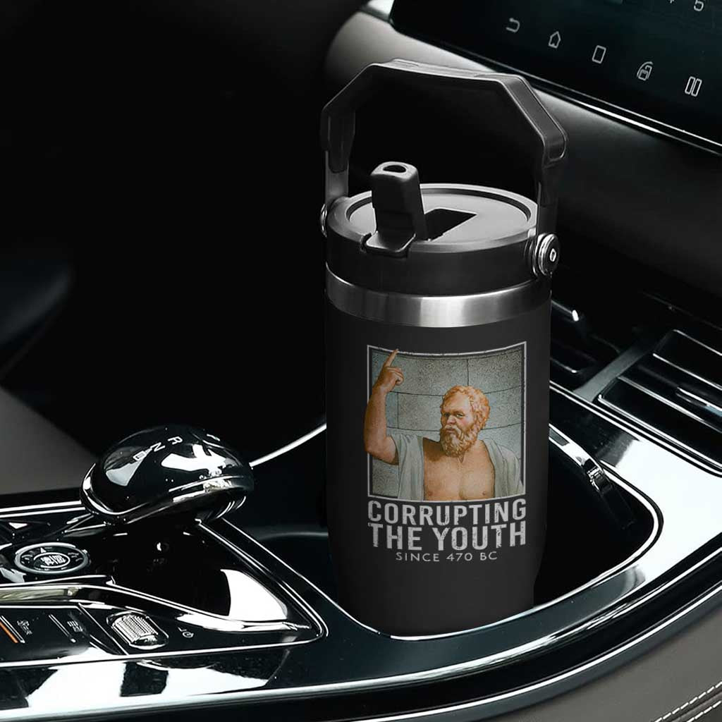 Funny Greek Philosophy Socrates Flip Straw Tumbler Corrupting The Youth Philosopher TS09 Print Your Wear