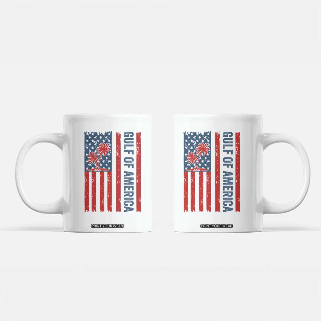 Funny Gulf Of US America Est 2025 Coffee Mug USA American Flag TS02 White Print Your Wear