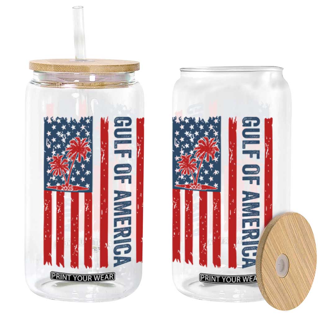 Funny Gulf Of US America Est 2025 Glass Can USA American Flag TS02 White Print Your Wear