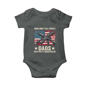 Funny Guns Don't Kill People Dads With Pretty Daughters Do Baby Onesie Girl Dad Vintage American Flag TS11 Dark Heather Print Your Wear