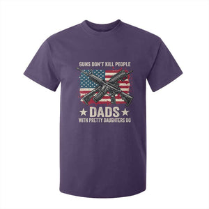 Funny Guns Don't Kill People Dads With Pretty Daughters Do T Shirt For Kid Girl Dad Vintage American Flag TS11 Purple Print Your Wear