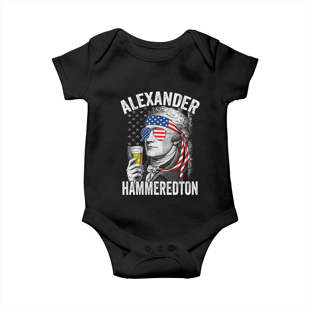 Funny Hamilton Drinking Baby Onesie Alexander Hammeredton 4th of July Beer Merica Flag TS10 Black Print Your Wear