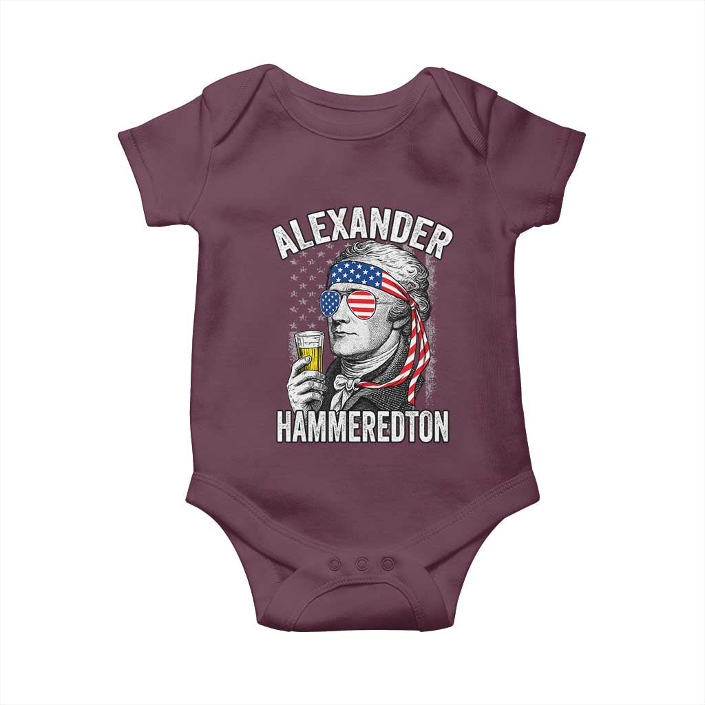 Funny Hamilton Drinking Baby Onesie Alexander Hammeredton 4th of July Beer Merica Flag TS10 Maroon Print Your Wear