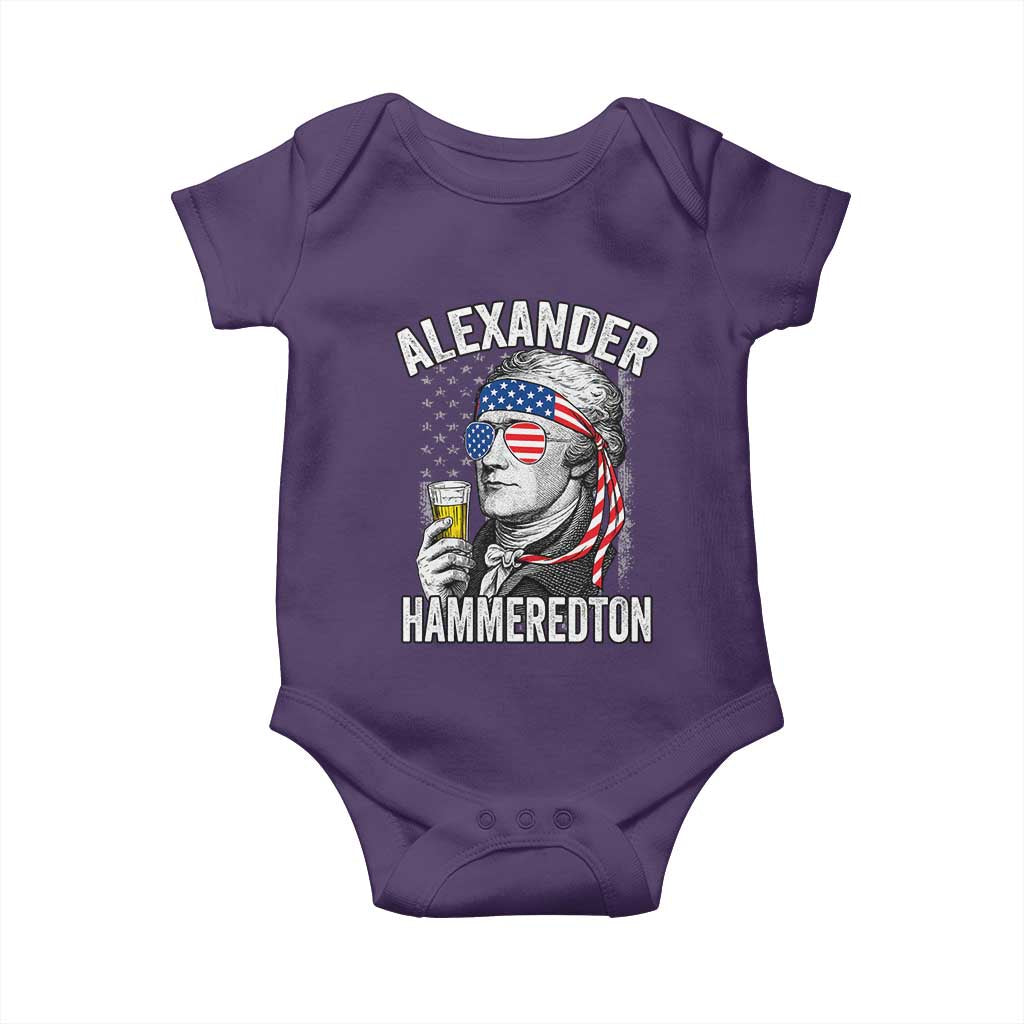 Funny Hamilton Drinking Baby Onesie Alexander Hammeredton 4th of July Beer Merica Flag TS10 Purple Print Your Wear
