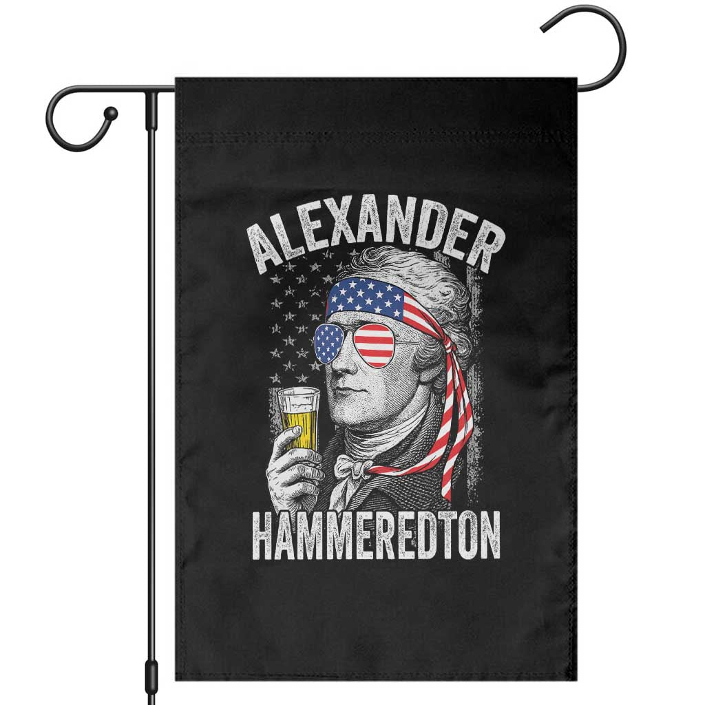 Funny Hamilton Drinking Garden Flag Alexander Hammeredton 4th of July Beer Merica Flag TS10 Black Print Your Wear