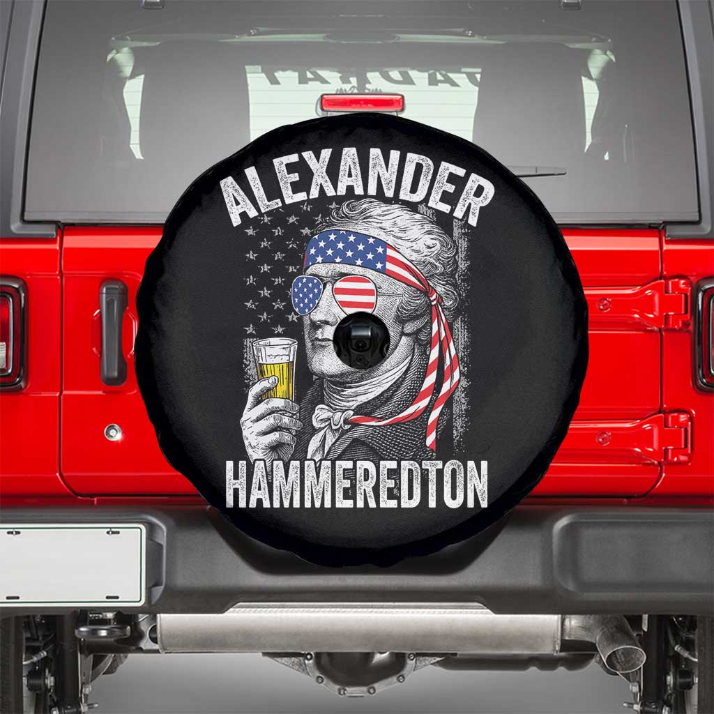 Funny Hamilton Drinking Spare Tire Cover Alexander Hammeredton 4th of July Beer Merica Flag TS10 Black Print Your Wear