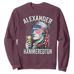 Funny Hamilton Drinking Sweatshirt Alexander Hammeredton 4th of July Beer Merica Flag TS10 Maroon Print Your Wear