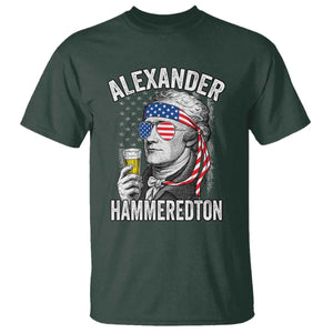Funny Hamilton Drinking T Shirt Alexander Hammeredton 4th of July Beer Merica Flag TS10 Dark Forest Green Print Your Wear