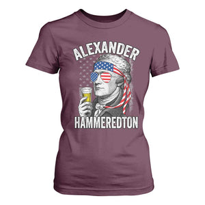 Funny Hamilton Drinking T Shirt For Women Alexander Hammeredton 4th of July Beer Merica Flag TS10 Maroon Print Your Wear