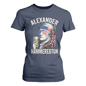 Funny Hamilton Drinking T Shirt For Women Alexander Hammeredton 4th of July Beer Merica Flag TS10 Navy Print Your Wear